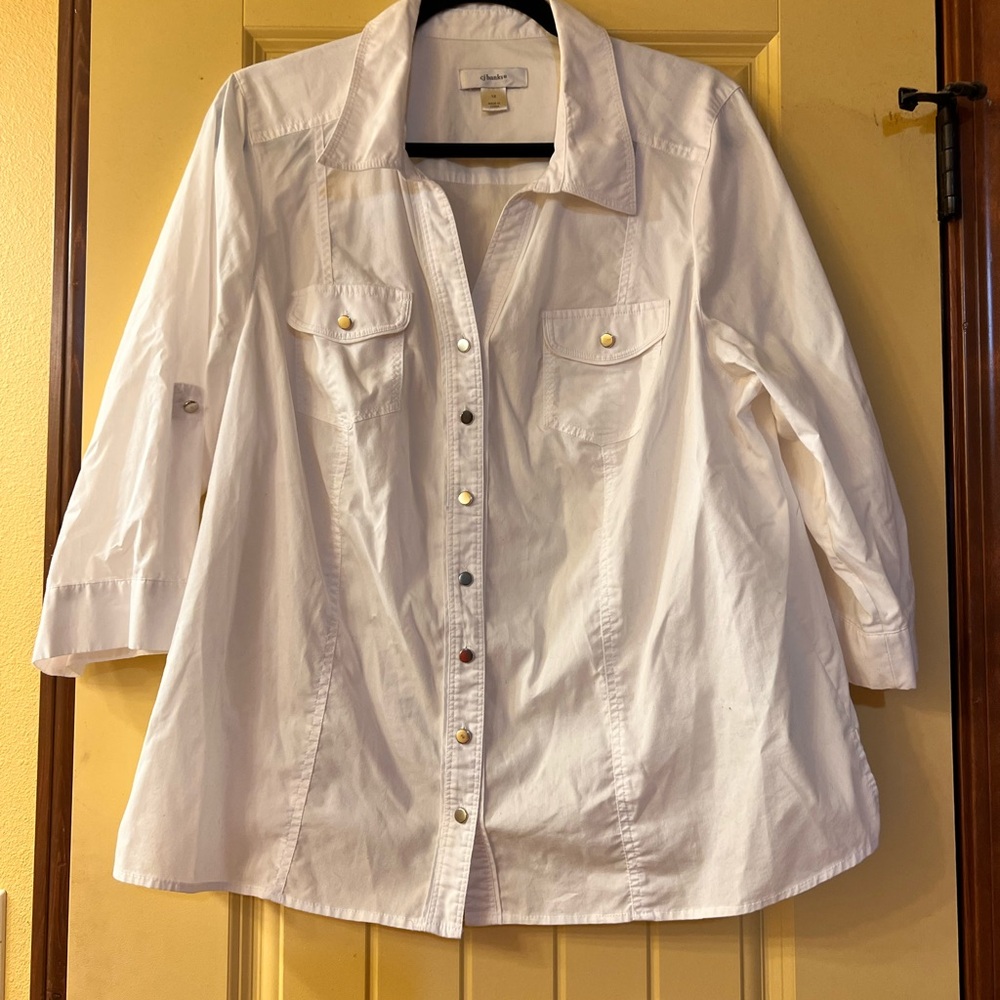 CJ Banks Elegant Cream Blouse